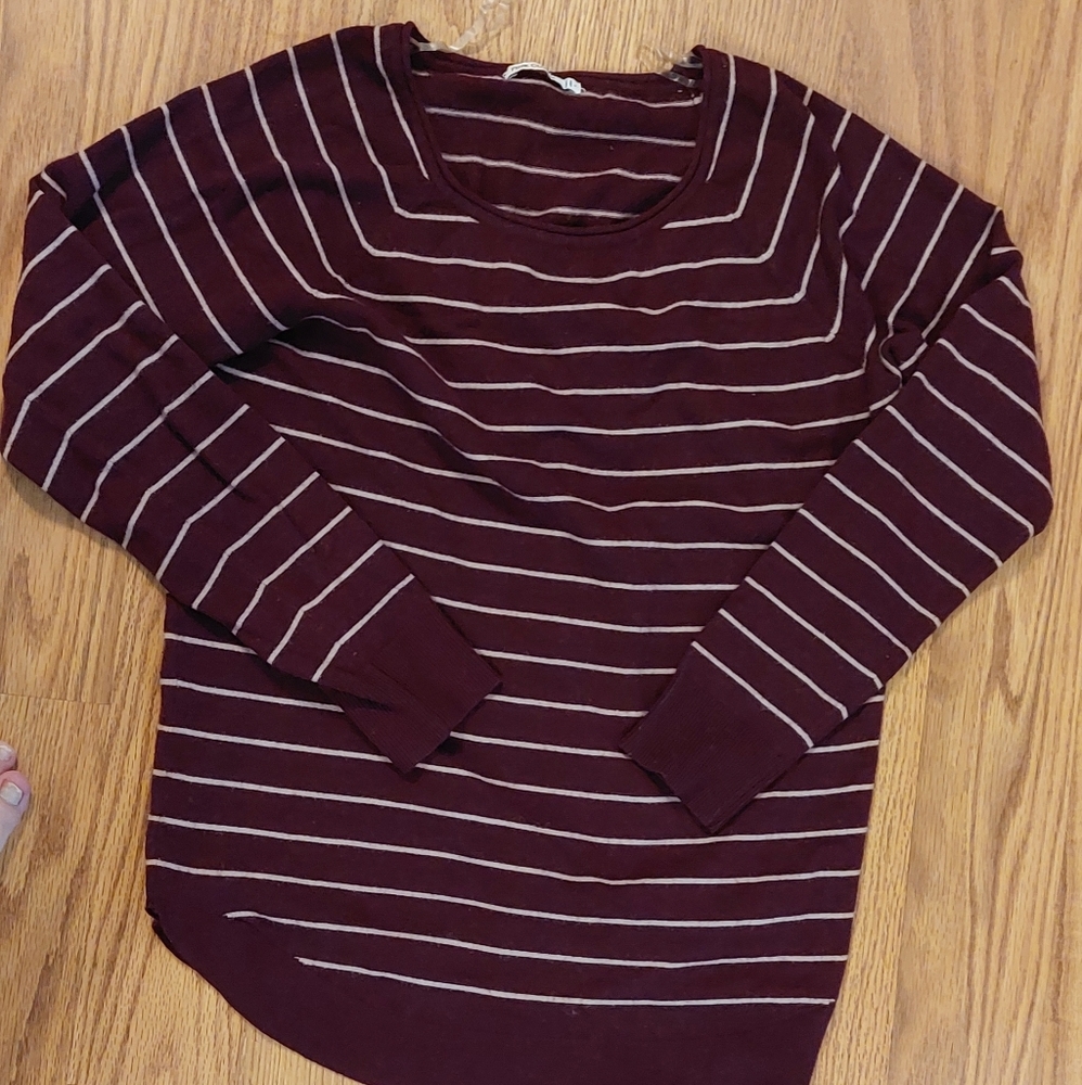 Pink Clover Maroon Striped Sweater